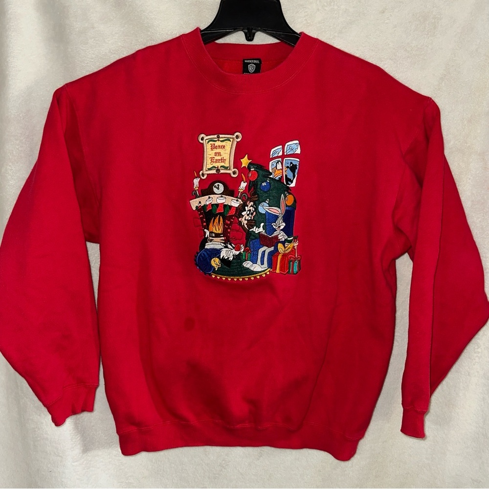 Vintage 1996 Looney Tunes Peace On Earth‎ Sweatshirt Size Medium Christmas